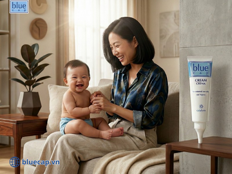 Lựa chọn Blue Cap Cream để cải thiện viêm da, chàm sữa cho bé