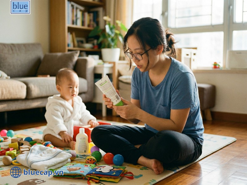 Đọc kĩ thành phần trên sản phẩm trước khi bôi cho con