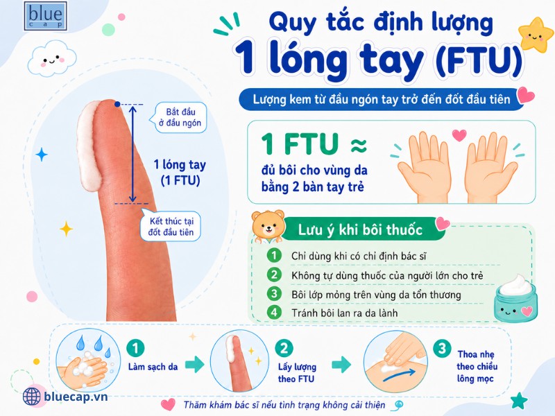 Quy tắc định lượng 1 lóng tay khi lấy kem