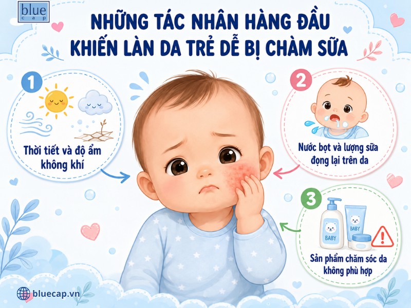 Những tác nhân hàng đầu khiến làn da trẻ dễ bị chàm sữa