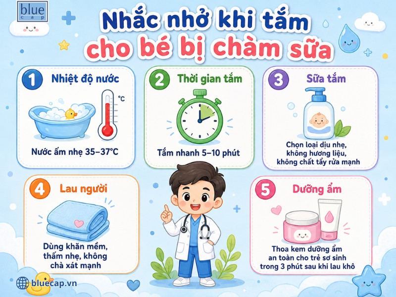 Hướng dẫn tắm cho trẻ bị chàm sữa mùa hanh khô