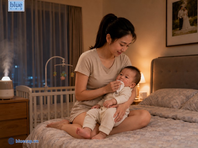 Lau miệng tránh cặn sữa và dãi sau khi cho trẻ bú tránh chàm sữa lan rộng