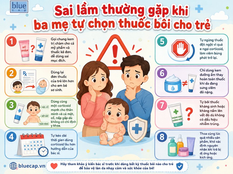 Sai lầm thường gặp khi tự chọn thuốc bôi chàm sữa cho trẻ sơ sinh